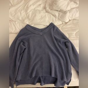 Aerie Wonder Textured Oversized Ribbed V-Neck Sweatshirt